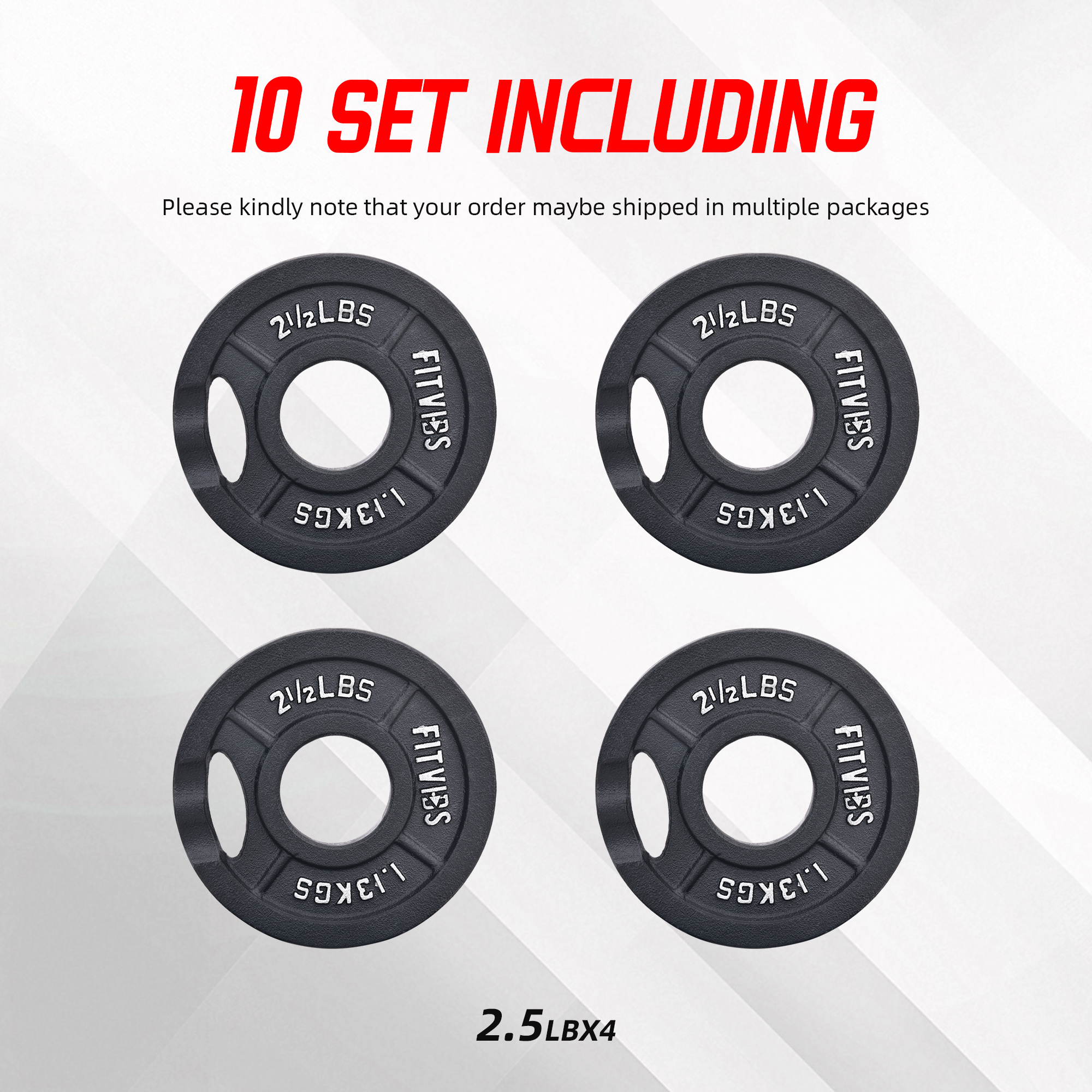 Signature Fitness 2-Grip Olympic Cast Iron Weight Plates, 2-Inch Hole, 2.5LB–45LB, Black with Silver Lettering
