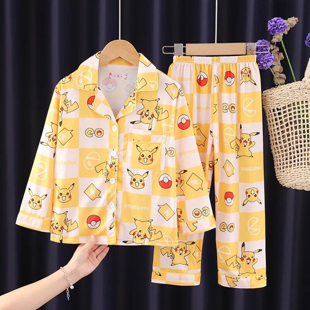 Pijama Kawaii Sanrio My Melody Kuromi Cinnamoroll para niños, ropa de dormir informal de algodón, cárdigan fino de dibujos animados, Y2k, manga larga