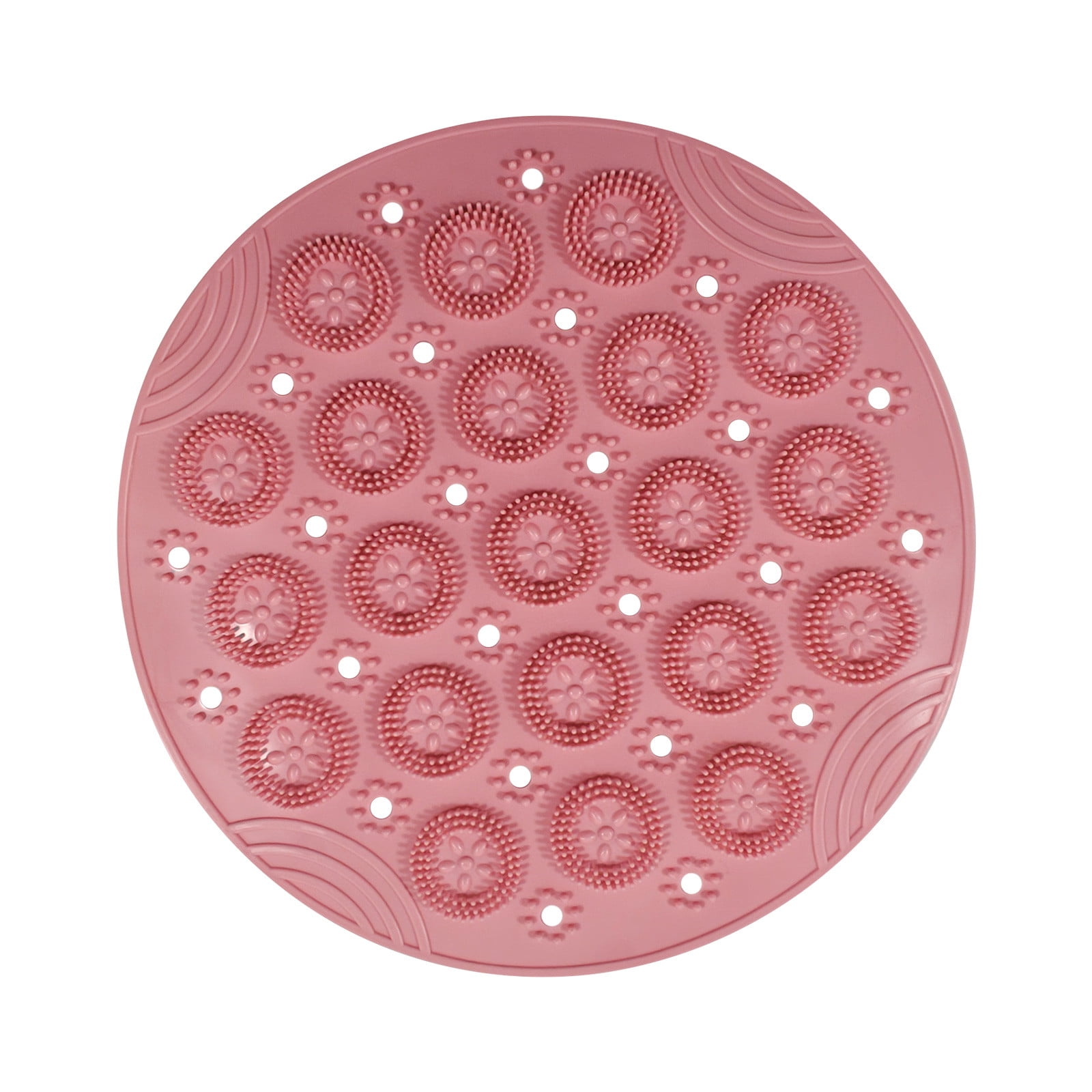 Sulgyt Massage Bathroom Mat Textured Surface Round Non Slip Shower Mat Anti Slip Bath Mats with Drain Hole in Middle Bathroom Mat for Shower Stall Tub Bathroom Floor, Showers 12in