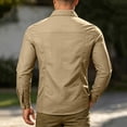 thumbnail image 4 of CQONEPT Men's Long Sleeve Tactical Shirt Ripstop UPF 50+ Top Breathable Button Down Outdoor Hiking Clothes with Pockets Khaki M, 4 of 7