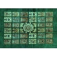 thumbnail image 1 of Ahgly Company Machine Washable Indoor Rectangle Abstract Turquoise Blue Modern Area Rugs, 6' x 9', 1 of 4