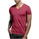 thumbnail image 5 of Blusas y camisas de manga corta con cuello en V para hombre, blusas casuales de verano a la moda de color liso con cuello en V y manga corta para hombre., 5 of 7