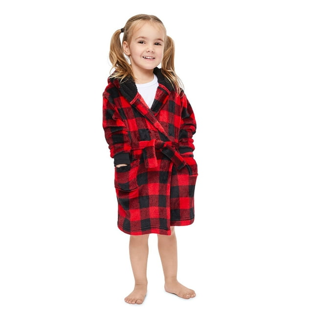 Honganda Vêtements de Nuit de Noël Parent-Enfant, Chemise de Nuit à Motif Imprimé à Carreaux Rouges