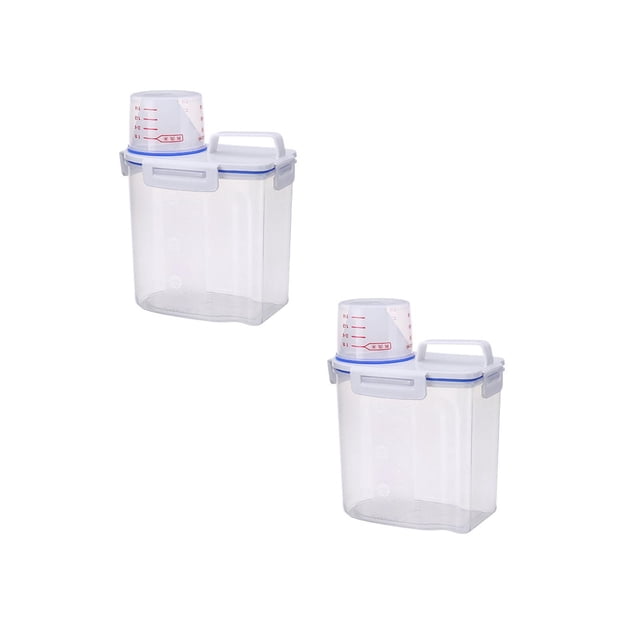 Oleegame 2PC Produce Storage Rice Containers Airtight Large Capacity Plastic Clear Measuring Cup Rice Storage For Kitchen 1.5l/3l