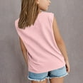 thumbnail image 4 of Inglocry Girls Cap Sleeve T Shirts Kids Summer Crewneck Solid Tops Tees Basic Cute Summer Tops For Teens 5-14 Years Pink 5-6Y, 4 of 4
