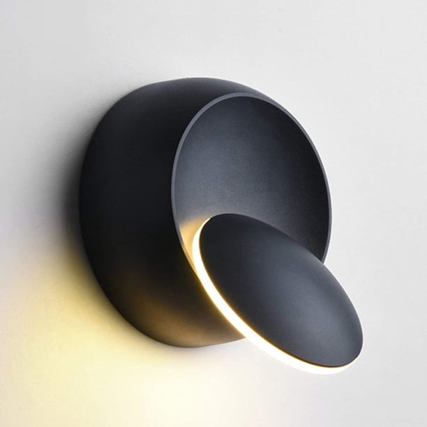 (Negro) Apliques de pared para interiores, lámpara de pared LED blanca de 5 W, aplique de pared moderno, blanco cálido, aplique de pared de hierro creativo 2 en 1, lámpara LED