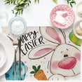 thumbnail image 3 of Happy Easter Bunny Placemats Set of 4, Cute Rabbit Eggs Carrot Polka Dot Stripes Dining Table Place Mats, Farmhouse Kitchen Decor Home Decoration 12 x 18 Inch, 3 of 5