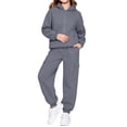 thumbnail image 6 of BRGZLK Kids 2 Piece Tracksuit Set 2026 Long Sleeve Solid Color Zip Up Hooded Sweatshirt and Elastic Waist Sweatpants Fleece Comfort Casual Sportswear Kids Fall Winter Clothes Dark Gray 3-4 Years, 6 of 7