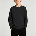 thumbnail image 2 of LIaqionyy Kids Boys Long Sleeve Crewneck T Shirts Tee Tops Solid Color Soft Casual Loose Layering Shirt 2-13 Years, 2 of 7