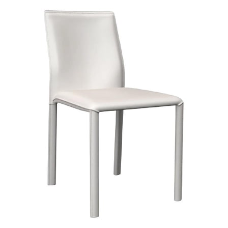 Nuwo Side Dining Chair Set of 2- White Faux Leather- Modern Metal Legs