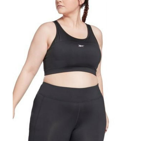 MSRP $35 Reebok Plus Size Mesh-Panel Racerback Bralette Charcoal Size 2X