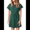 thumbnail image 1 of Vestidos Casuales de Mujer Verano 2025, Cuello Redondo, Volantes, Corta, Corte A, Holgados, con Bolsillos, Negro y Verde, Talla XL, 1 of 8
