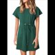 thumbnail image 1 of Vestidos Casuales de Mujer Verano 2025, Cuello Redondo, Volantes, Corta, Corte A, Holgados, con Bolsillos, Negro y Verde, Talla XXL, 1 of 8