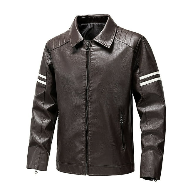 DecSea Veste Décontractée pour Hommes Col Montant Ajustée en Faux Cuir Veste de Motard Moto