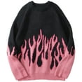 thumbnail image 2 of ANUFER Unisex Mens Womens Flame Sweaters Street Fashion Bat Sleeve Knitted Jumper Pink SN602C032-1 L, 2 of 7
