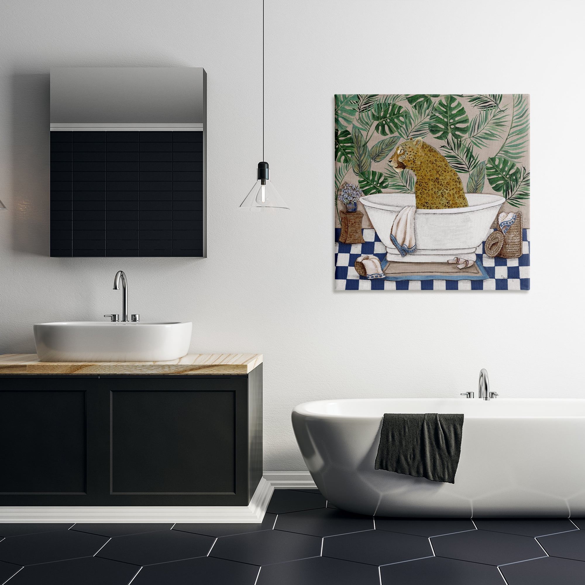 Stupell Industries Leopard in Tropical Bathtub Canvas Wall Art, design by Janet Tava