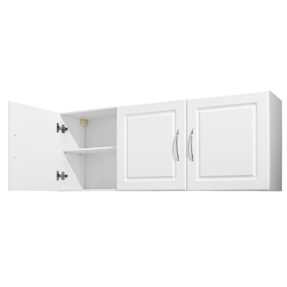KFFKFF Laundry Room Wall Cabinet, 2-Tier Hanging Storage Unit with Adjustable Shelf, 3-Door Cupboard for Kitchen, Bathroom, or Laundry, 12.44 x 54 x 20.31 in (D x W x H), White