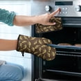 thumbnail image 2 of Brown Cartoon Dinosaurs Skeletons Pattern Kitchen Oven Mitt and Pot Holder Sets 4 Pcs for Baking, Cooking and Grilling, Heat Resistant Up To 392 °F, 2 of 7