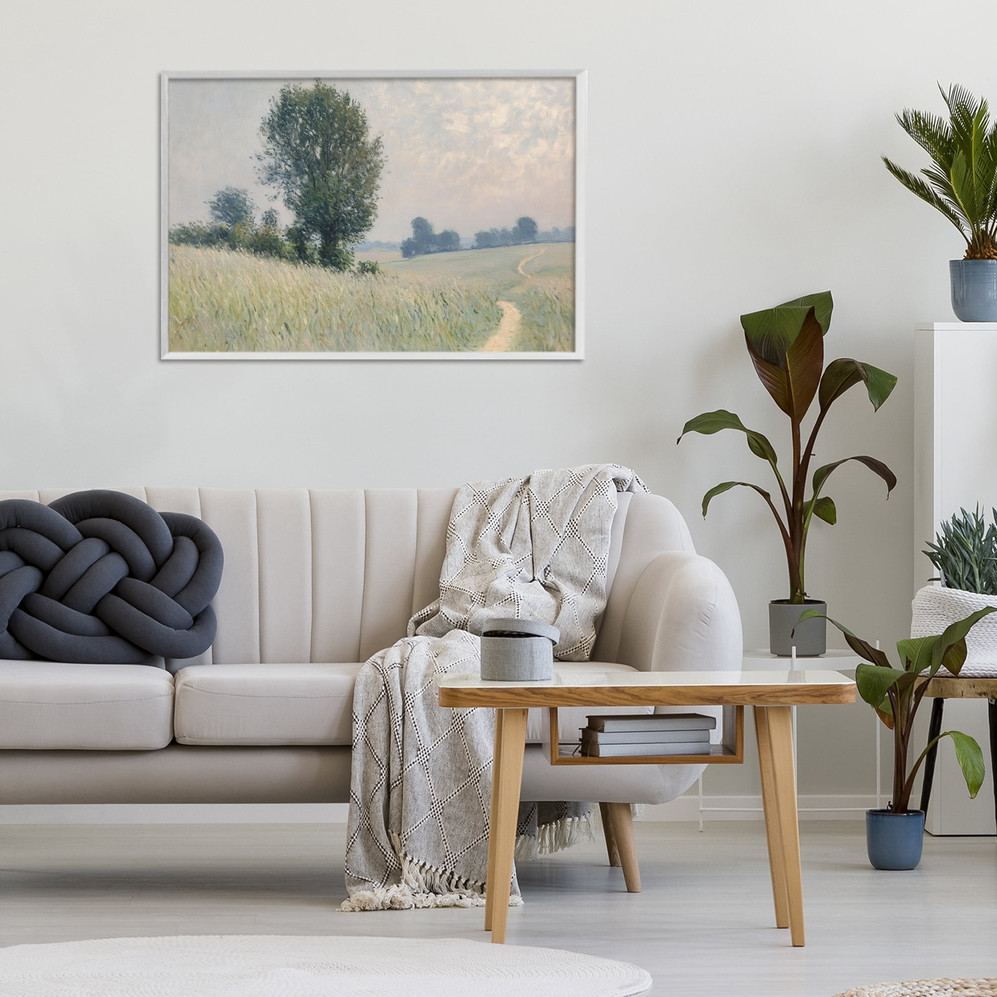 Stupell Industries Tall Grass Path Through Meadow White Framed Giclee Art, design by Petal Prints Design