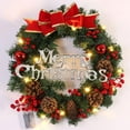 thumbnail image 2 of Norbi Merry Christmas Wreath with Lights 11.81 Inch Pre-lit Christmas Wreath with Big Bow Pine Cones Berries Artificial Xmas Wreath Hanging Ornament for Door Wall Window Battery Operated, 2 of 7