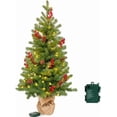 thumbnail image 1 of Arbre de Noël Artificiel Pré-Éclairé de 3 Pieds pour Décoration Intérieure Guirlande de Petites Décorations Vert Artificiel avec Lumières Épinette Baies Rouges Pommes de Pin Pré-Décorées Table à Crayons (3 Pieds), 1 of 7