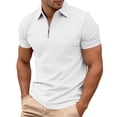 thumbnail image 2 of Gyexs Polo Shirts for Men V Neck Short Sleeve Textured Polo Shirts Cotton Casual Summer Fashion Golf Shirt Summer Clothes White, Size S, 2 of 4
