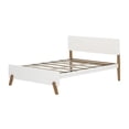 thumbnail image 3 of Max & Lily Full Size Bed Frame, Mid-Century Modern Solid Wood Platform Bed for Kids, White/Pecan, 3 of 4
