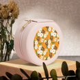 thumbnail image 6 of Fuzoiu White Floral and Butterflies Print Portable Jewelry Box,Round Mini Leather Travel Jewelry Case,Small Travel Jewelry Organizer,Jewelry Holder for Ring Necklace Earring for Women Girls-Pink, 6 of 7
