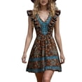 thumbnail image 5 of CHUMUD Summer Dresses for Women Boho Floral Sleeveless Mini Dress V-Neck A-Line Retro Short Dress Vacation, 5 of 6