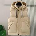 thumbnail image 2 of Riecok Winter Vest for Men Sleeveless Hooded Jackets Drawstring Zip up Coats with Pockets Cozy Soft Outerwear, 2 of 4