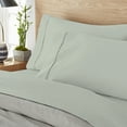 thumbnail image 4 of Color Sense 1200 Thread Count Wrinkle-Resistant Super Soft Extra Deep Pocket Hotel Luxury Cotton Blend 4-Piece Sateen Bedsheet Set Queen Light Green, 4 of 9