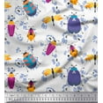 thumbnail image 1 of Soimoi Cotton Poplin Fabric Floral & Insects Clip Art Printed Fabric 1 Yard 56 Inch Wide, 1 of 1