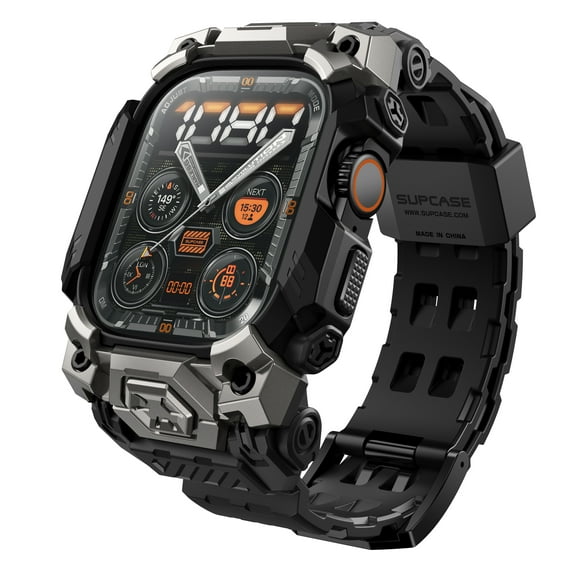 SUPCASE for Apple Watch Ultra 2/1 49mm Case with Band 2024/2023/2022 (Unicorn Beetle Ore), [Anti-Scratch] [Military-Grade Protection] Rugged Sport Men Bumper Case with Adjustable Strap Band, Black