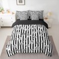 thumbnail image 2 of Feelyou Cartoon Bowknot Bedding Comforter Set 7pcs, Black Stripes Lines King Bedding Sets, 2 of 8