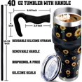 thumbnail image 6 of 40 Oz Tumbler with Handle and Silicone Straws,Coffee Insulated Tumbler with Handle,40 Oz Cute Black Sunflower Water Bottles,Travel Mug with Handle, 6 of 6