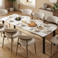 thumbnail image 1 of Dining Table for 6-8 People, Rustic Wave Irregular Edge Table with Thick MDF Top & Metal Frame, Waterproof Scratch-Resistant, Versatile for Dining/Work/Study, Marble, 1 of 7