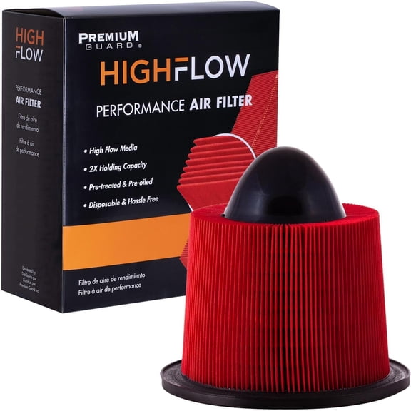HIGHFLOW High Performance, Pre-Oiled Disposable Engine Air Filter PA4878X | Fits 2003-2014 Ford E-250, 2003-2019 E-450 Super Duty, 2003-2014 E-150, 2004 F-150 Heritage
