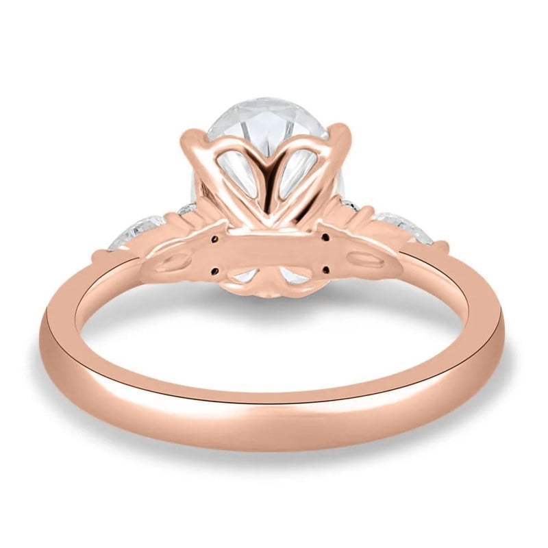 solitaire jewels 3CT Oval Moissanit 7 stone Engagement Ring For Women, 10K Rose Gold