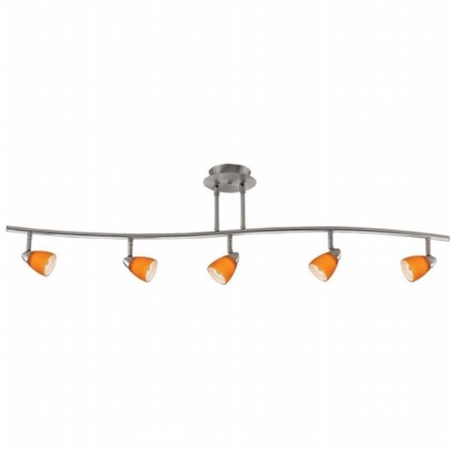 Cal Lighting SL-954-5-BK-AM Éclairage de Voie&44; Verre Ambré & Noir