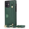 thumbnail image 4 of for iPhone 12 Mini Wallet Case for Women,Removable Adjustable Strap Crossbody Card Holders Cover Neck Strap Lanyard Purse Shoulder Strap w/Kickstand Purse Case for iPhone 12 Mini KB Green, 4 of 14