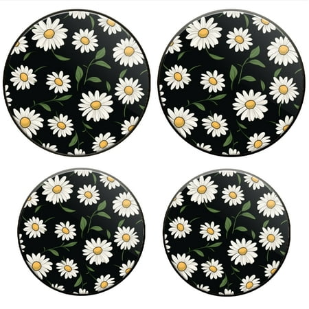 

Bahomeck Electric Stove Burner Covers Set Of 4 Seamless Pattern Of White Daisies On Black Background (3) Metal Gas Stove Burner Covers Protecting Gas Stoves 8 Inch And 10 Inch