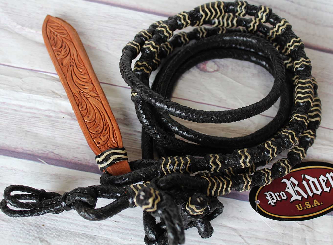 Horse Roping Western Rawhide Barrel Reins Romell Romel Reins Black