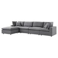 thumbnail image 5 of Modular Lounge Sectional Deep Sofa Set, Sunbrella, Grey Gray, Fabric, Modern Contemporary, Outdoor Patio Balcony Cafe Bistro Garden Furniture Hotel Hospitality, 5 of 10