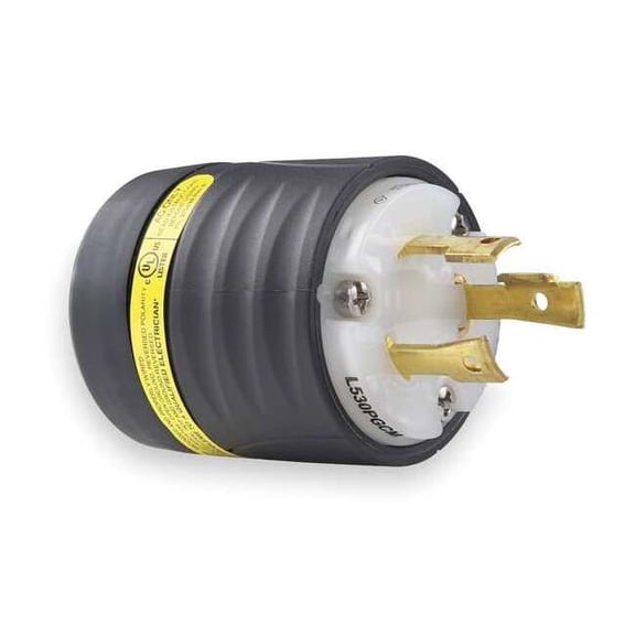 Legrand Grnd Mntring Plug,30A;Blk;Wht,Nyl,3Blds L530PGCM