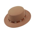 thumbnail image 4 of XIAOCHA Womens Metal‑Concho Fedora Hat Solid Wide‑Brim Hat Western Cowbaby Festival Hat,Khaki, 4 of 5