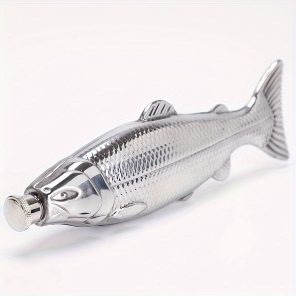 Trout Flask - Fish Flask Stainless Steel with Screw On Cap - Funny Flasks for Men - Holds 4oz Set of 1