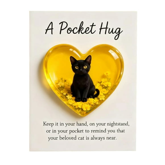 Visland Cat Memorial Pocket Hug with Inspirational Card Emotional Support Love Heart Shaped Cat Pocket Token Decoration Cat Owners Keepsake Gift