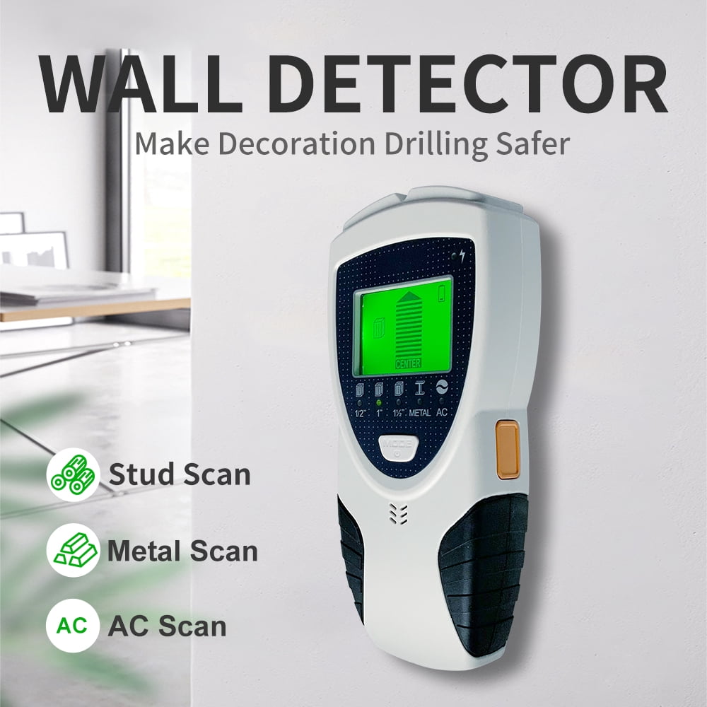 Stud Finder Wall Scanner, 5 in 1 Stud Detector with HD LCD Display for Center and Edge of Wood Metal AC Wire Detection
