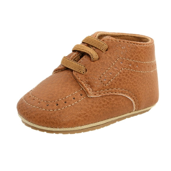 Liyamei Chaussures de Berceau Antidérapantes pour Bébé Garçon Semelle Souple Espadrilles Bébé Marron 6-12 Mois