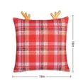 thumbnail image 2 of LIORAGLJ Christmas Plaid Throw Pillow with Reindeer Antlers 3D Holiday Cushion for Sofa Bed, 2 of 7